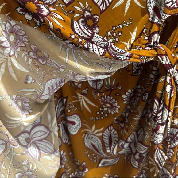 Signature by Robbie Bee burnt orange and burgundy faux wrap dress size PM - Picture 8 of 10